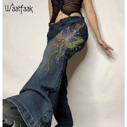 Женские джинсы с вышивкой Waatfaak China At AliExpress