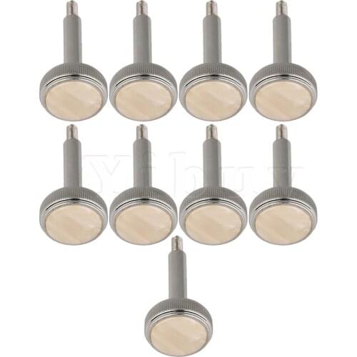 Yibuy 9 x Euphonium Valve Finger Button Brass Nickel Plated Replacement Parts