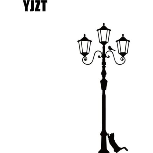 YJZT 6.6CM*16CM Lampost And Cat Decor Car Sticker Vinyl Decal Black Silver C10-02343