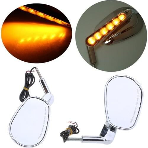 1 Pair Rear View Mirror With LED Turn Signals Motorcycle Side Mirrors, Rear View Mirror With Integrated Indicator LED Bulbs