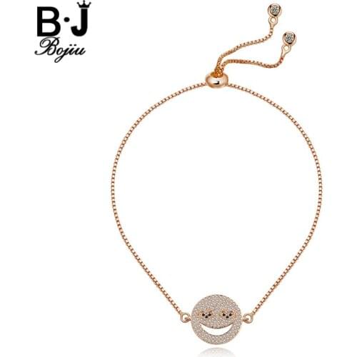 BOJIU Bracelet Thin Box Chain Bracelets For Women New Expression Crystal Adjustable Bracelets Womens Bracelets BC77