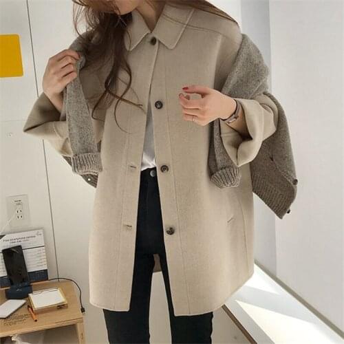 Woolen coat womens mid-length autumn and winter new style Nizi Korean thickened popular woolen coat ladies coat