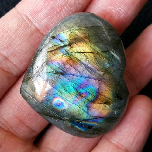 39 G Natural Labradorite Heart Crystal Rough Polished HEALING