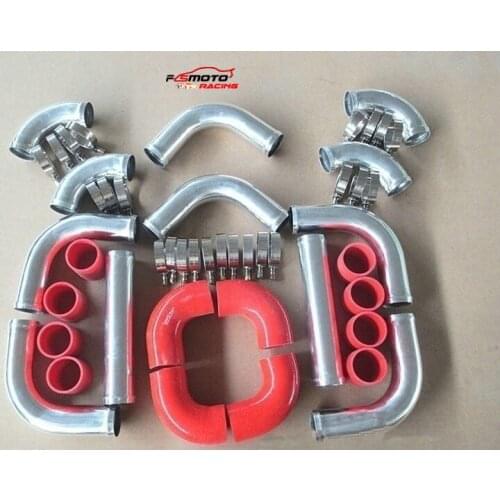 3" Aluminum Intercooler Turbo Piping + hose & T-Clamp kits 12pcs