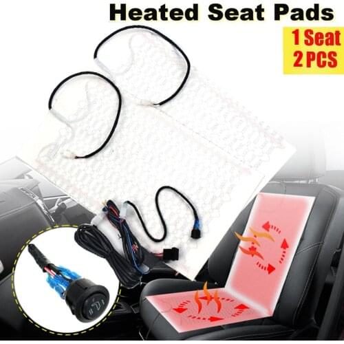 2Pcs/Set Car Heated Heating Heater Seat Pads 12V 1 Seat Carbon Fiber Winter Warmer Seat Covers With High/Low Temperature Switch