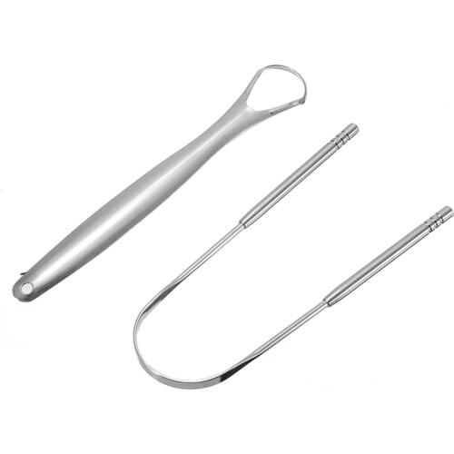 2pcs Stainless Steel Tongue Scraper Cleaner Oral Mouth Tongue Toothbrush Dental Oral Cleaning Hygiene Care Tools
