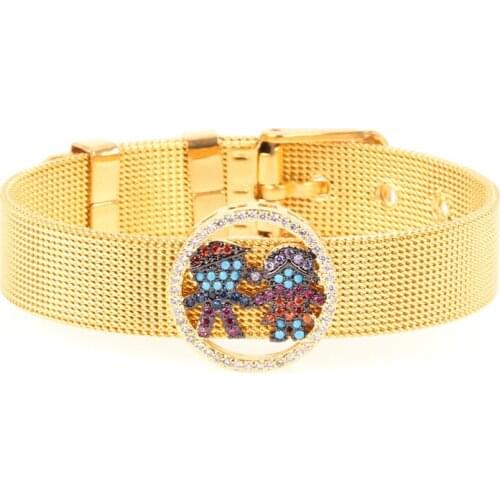 2019 New Arrival Bracelets Multicolors Cubic Zirconia Boy & Girl Charm Bracelet Gold Color Watchband Bangles For Young Ladies