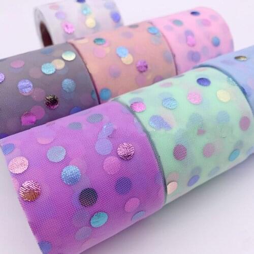 25yards 6cm Korean version seven color small dot thin mesh wavy yarn with DIY fashion accessories materials handmade bow