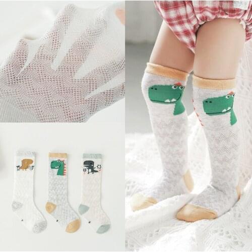 3Pairs Baby Girls Socks Knee High Socks Breathable Cute Newborn Baby Sock Cotton Long Tube Children Socks Summer Boys Mesh Sock
