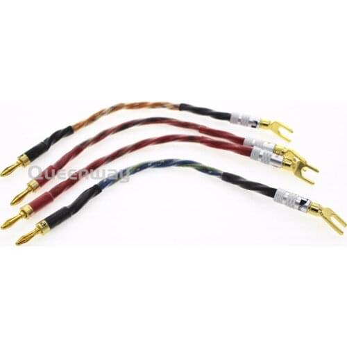 4 PCS/Set HiFi hi-end hiend Brand U type to U/Banana Plug Speaker Jumper cables Speaker Plug/interface link cable 20cm