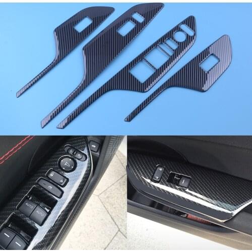4pcsCarbon Fiber Style Car Door Window Lift Switch Panel Cover Trim Sticker Stainless Steel Fit For Honda Civic 2016 2017 2018