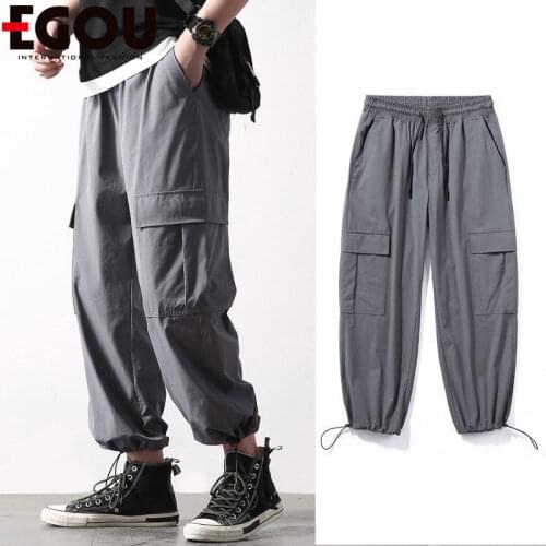 2020 Summer Cargo Pants Men Ankle Banded Pants Loose Male Trousers Black Plus Size 5XL Drawstring Harness Elastic Waist Trousers