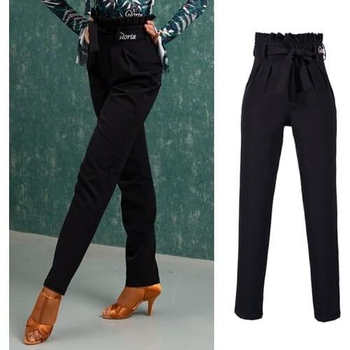 Latin Dance Pants Women Cha Cha Rumba Samba Salsa Practice Performance Dancing Wear Ladies Black Slim Fashion Trousers DNV11457