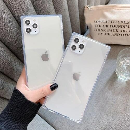 Square Design Phone Case For iPhone 12 Mini 12 11 Pro X XR XS Max 6 6s 7 8 Plus Fashion Candy Color Clear Soft TPU Phone Case