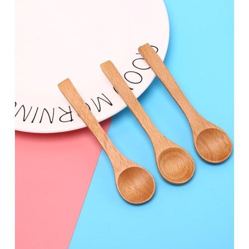 Wooden Round Bamboo Spoon Soup Tea Coffee Salt Spoon Jam Scoop DIY Kitchen Tool