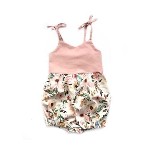 Baby Clothes Newborn Baby Girl Summer Floral Strap Sleeveless Romper Jumpsuit Outfit Sunsuit