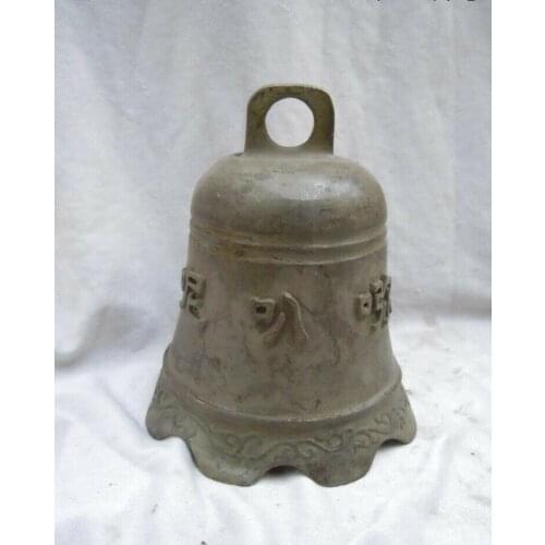 China old bronze carved finely beautiful OM MANI PADME HUM buddha bell Statue