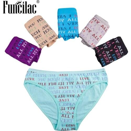 FUNCILAC Women Underwear Cotton Pink Panties String Femme Tangas Mujer Ladies Underpants Sexy Panty 5pcs/lot