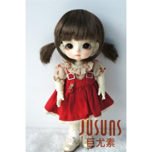 JD387 1/12 1/8 1/6 Cute Two Pony BJD Synthetic Mohair Wig Size 3-4 inch 5-6inch 6-7inch Soft Hair Style Fashion Doll Accessories