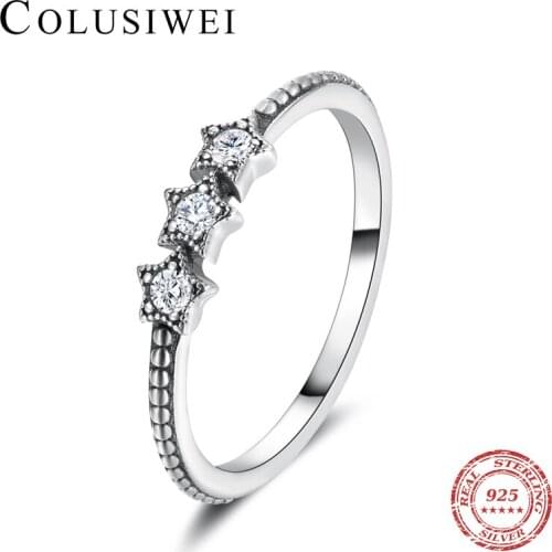 Colusiwei 925 Sterling Silver Fashion Sparkling Celestial Star Meteor Finger Rings for Women Wedding Engagement Ring Jewelry