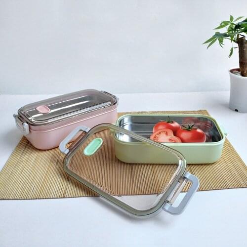 Lunch Box Stainless Steel 900ml-capacity Microwave Heating Portable Dinne Food Containers Adults Lady Kids