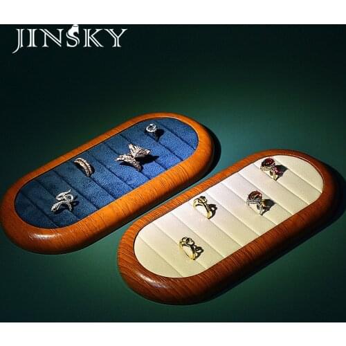 Solid wood microfiber ring tray flannel jewelry display tray jewelry storage shelf jewelry display props