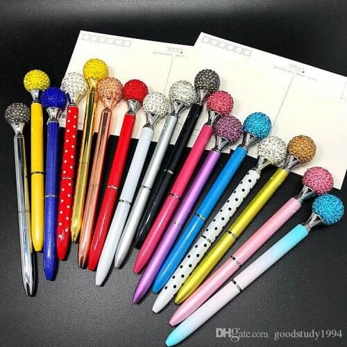 Fashion Design Small Crystal Diamond Ballpoint Pens Gem Metal Ball Pen Student Gift School Office Supplies Signature Business Pe