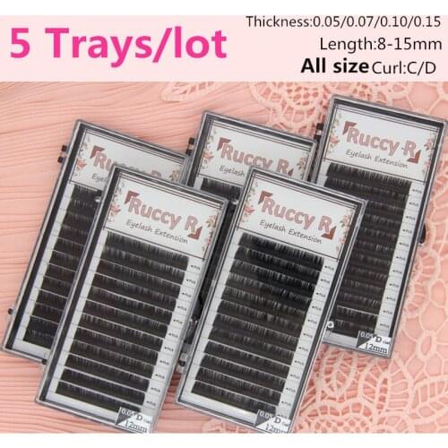Free shipping 5 trays cases set all size high quality professional volume eyelash extensions lash extensions