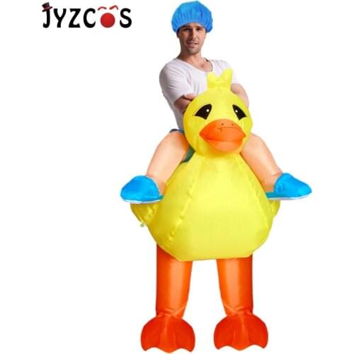JYZCOS Adults Inflatable Yellow Duck Costume Halloween Costumes for Women Men Animal Cosplay Carnival Costume Party Fancy Dress