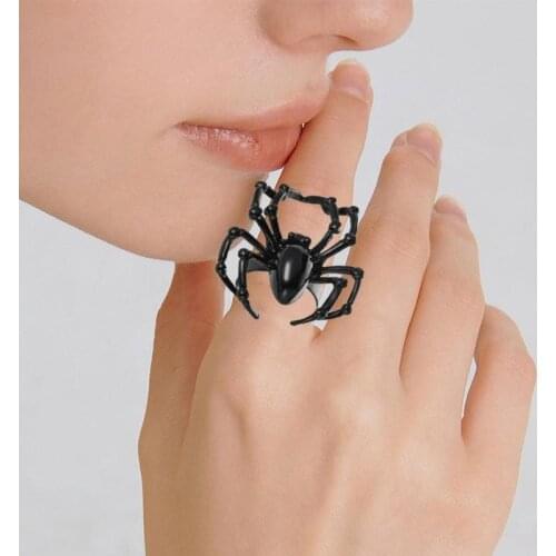 Neo Gothic Simulation Spider Ring Punk Style Halloween Spoof Tricky Toy Accessories 1pc Halloween Spider Ring