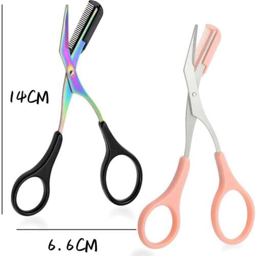 Eyebrow Trimmer Scissors Stainless Steel Washable Shaver With Comb Removable Eyelash Hair Remover Shaver Cutter Color Titanium