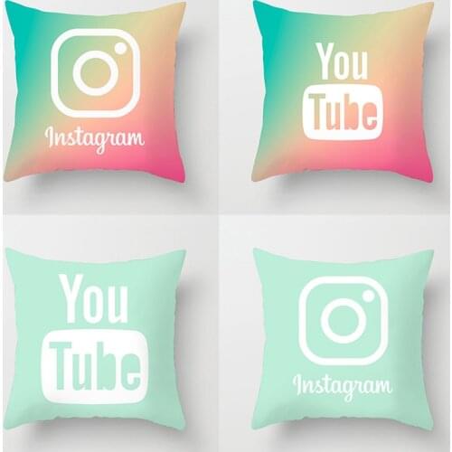 Customized Rainbow Mint Throw Pillow Case Cute Instagram Youtube Icon Cushion Covers for Home Sofa Chair Decorative Pillowcase