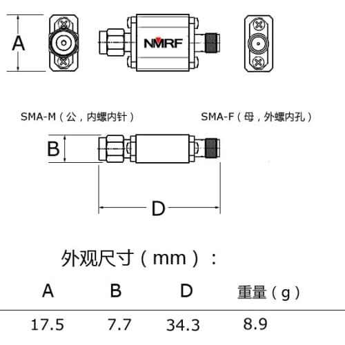 2017MHz communication system dedicated SAW bandpass filter, 1dB passband 2005-2030MHz, SMA