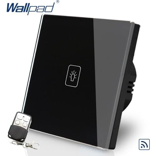 Wallpad Dimmer 1 Gang Remote Switch European EU Standard Black Tempered Glass LED Indicator Dimmer Remote Switches Free Shipping