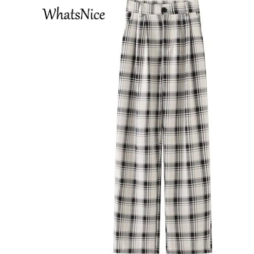 WhatsNice Women's Plaid Trousers