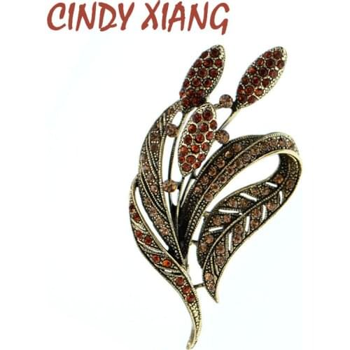 CINDY XIANG Rhinestone Vintage Flower Brooches For Women Elegant Fashion Winter Pin 2 Colors Available High Quality