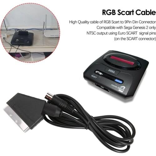 1.8M/6FT EU version V-pin Scart cable RGB AV Cables PAL For Sega Genesis 2 Mega Drive MD 2 High quality