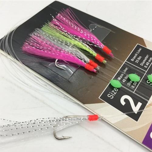 1Pack*Simulation Barbed Sabiki Hook Rigs Flasher Size2 Tuna Lure Bait With Glow Bead Pesca Sea Fishing
