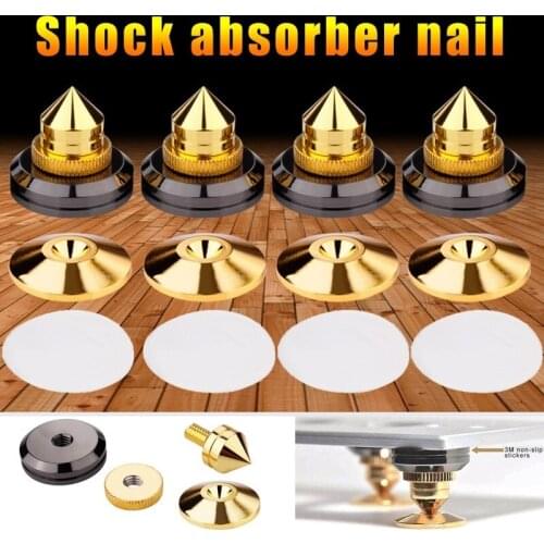 4 Set Gold Speaker Spike with Floor Discs Stand Foot Isolation Spikes Professional Speaker Accessories