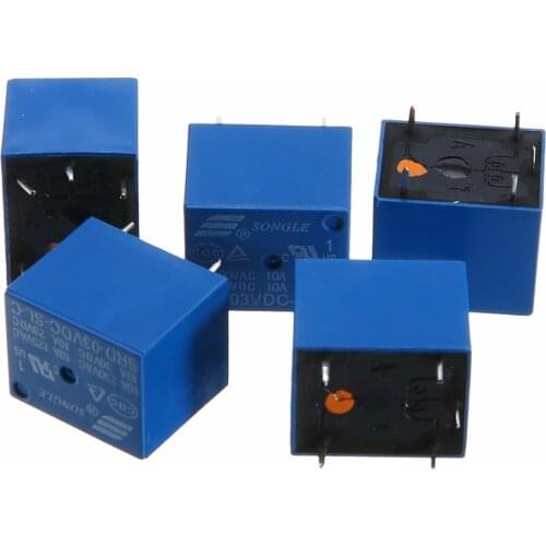 5Pcs/10Pcs Mini Relay 3V DC 10A High Current Power Relay SRD-3VDC-SL-C PCB Type for Electrical Control Circuit Device