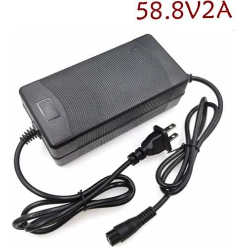 58.8V 2A Lithium charger GX16 M16 12mm connector 58.8V2A Used for 51.8V 52V 14Series electric bike battery pack with fan