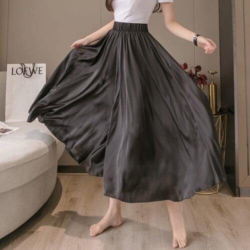 AECU Women Pant Wide Leg Solid Color Culottes Pant Female High Waist Tencel Plus Size Casual Ladies Culottes Trousers
