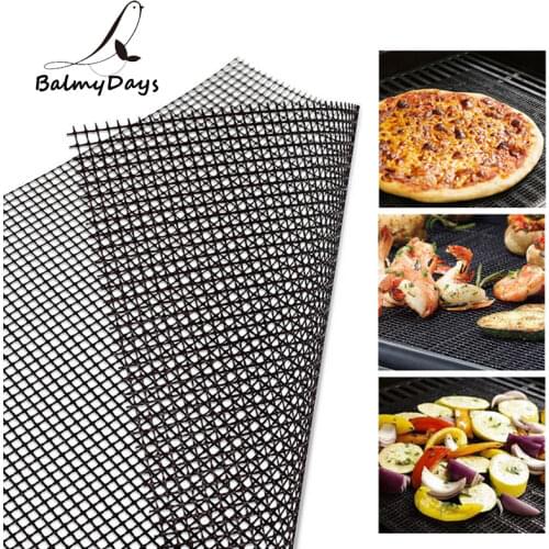 BBQ Grill Mat PTFE Barbecue Grill Mesh Mat Non-stick BBQ Mat Reusable Smoker Grill Cooking Mat Grill Pad Liner BBQ Accessories