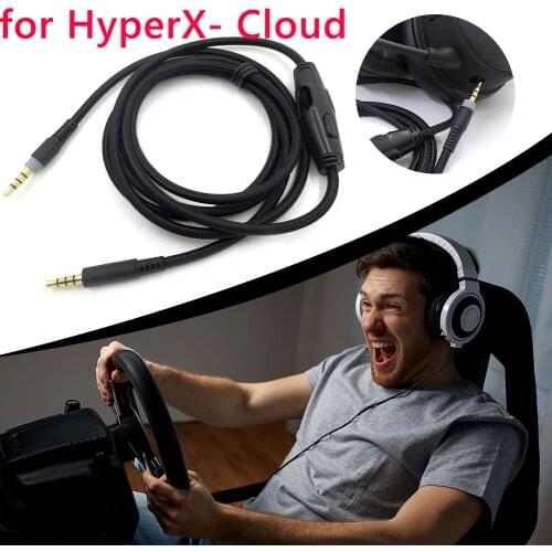 1.5m 3.5mm Headphone Audio Cable Male to Male Cord Line Replacement with Tuning for HyperX Cloud/Cloud Alpha Gaming Headset Acce