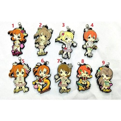 Love Live Kotori Anime keychain Nico Rin Umi Maki Chika Dia Riko Yoshi kc Kunikida Kanan Rubber strap/phone charm