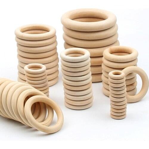 5pcs 55/65mm Natural Wooden Baby Teething Rings Wood Ring Children Birthday Gift Kids Toy DIY Wooden Jewelry DIY Handmade Crafts
