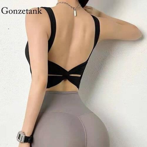 New Sports Bra Womens Beauty Back Yoga Wear Vest-style Wide Shoulder Straps Shockproof Gathering Running Stereotypes FitnessBra