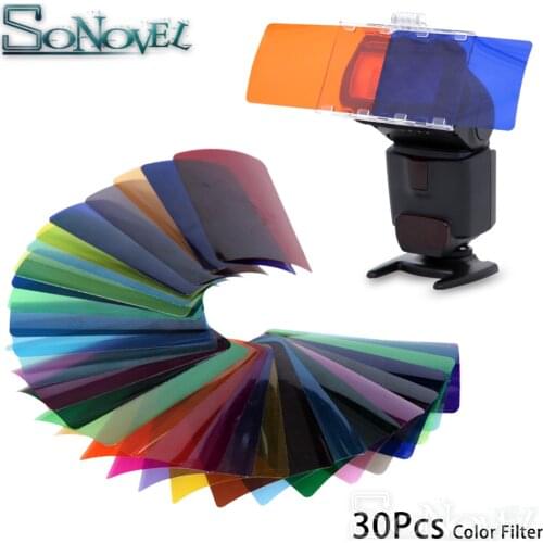 30pcs Flash Speedlite Color Gels Filters for Canon Godox Yongnuo Camera Photographic Gels Filter Flash Speedlite Speedlight