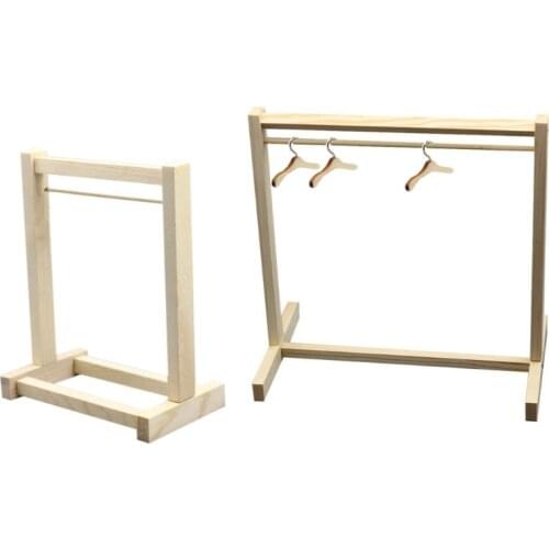 Doll Wooden Clothes Rack Garment Organizer Hangers for Dolls Handbag Clothes Hats Scarf Holder Doll Accessories