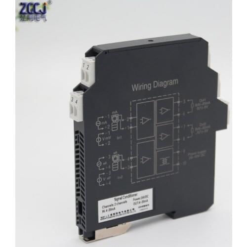 Din type ISOLATED signal transmitter 4-20mA 0-5V intput 4-20mA 0-5V 0-10V output signal galvanic isolator signal conditioner